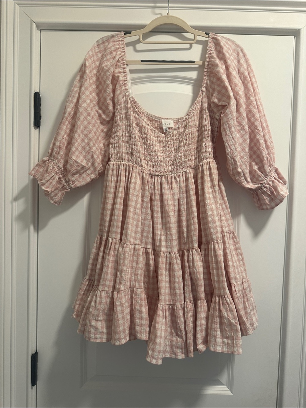 Mable Pink Gingham Smocked Tiered Dress